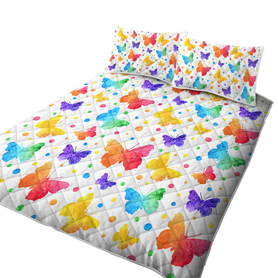 Colorful Dots and Butterflies King Size Quilt