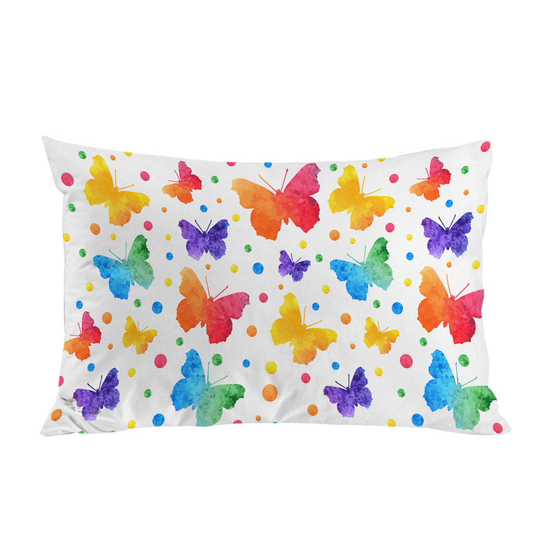 Colorful Dots and Butterflies Pillow Case Covers