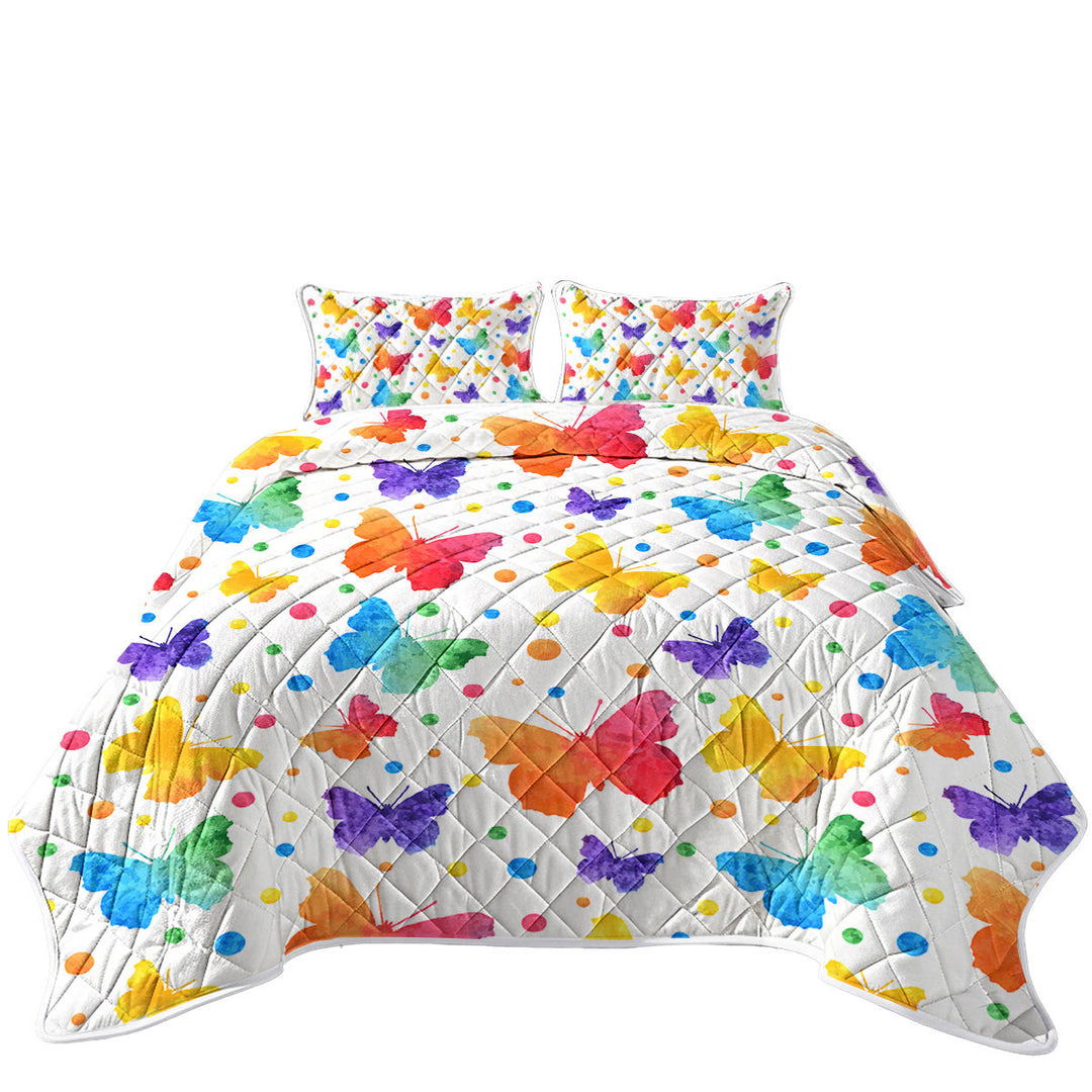 Colorful Dots and Butterflies Quilts for sale