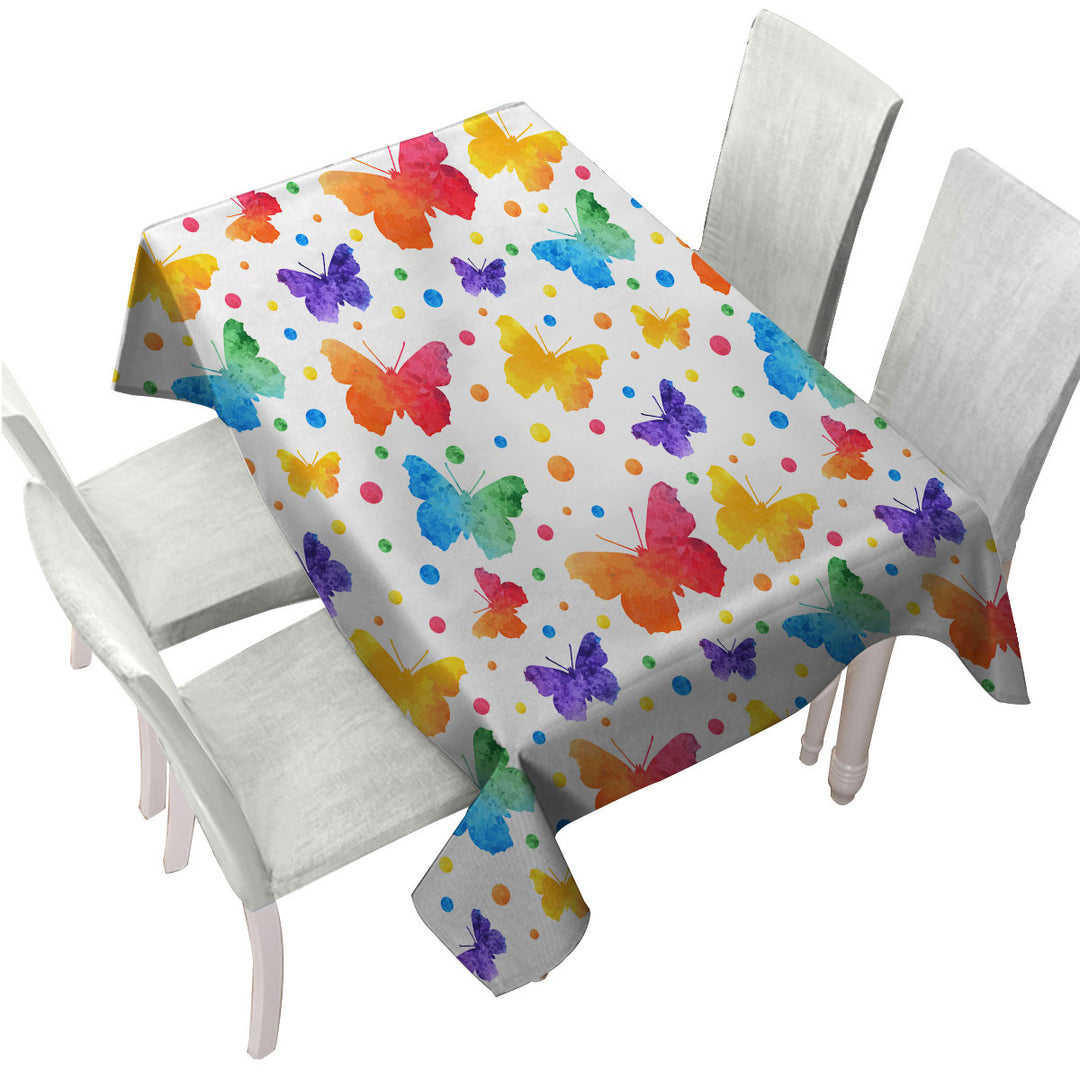 Colorful Dots and Butterflies Tablecloths