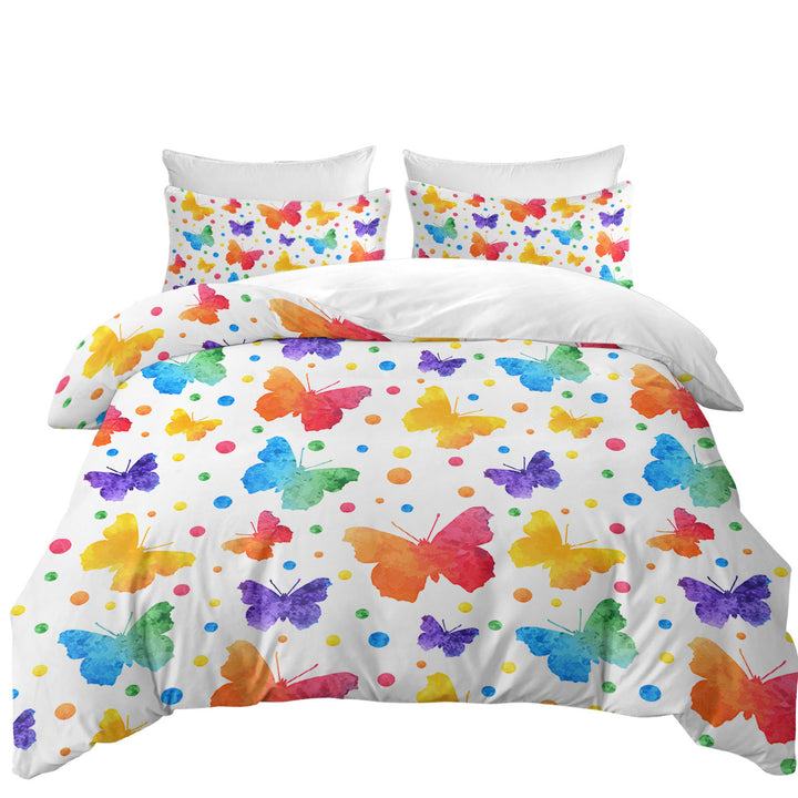 Colorful Dots and Butterflies Twin Duvet Covers