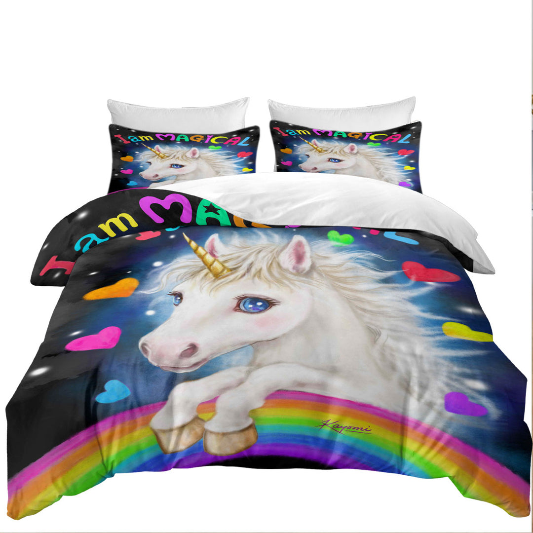 Colorful Fantasy I am Magical Unicorn Bed Covers
