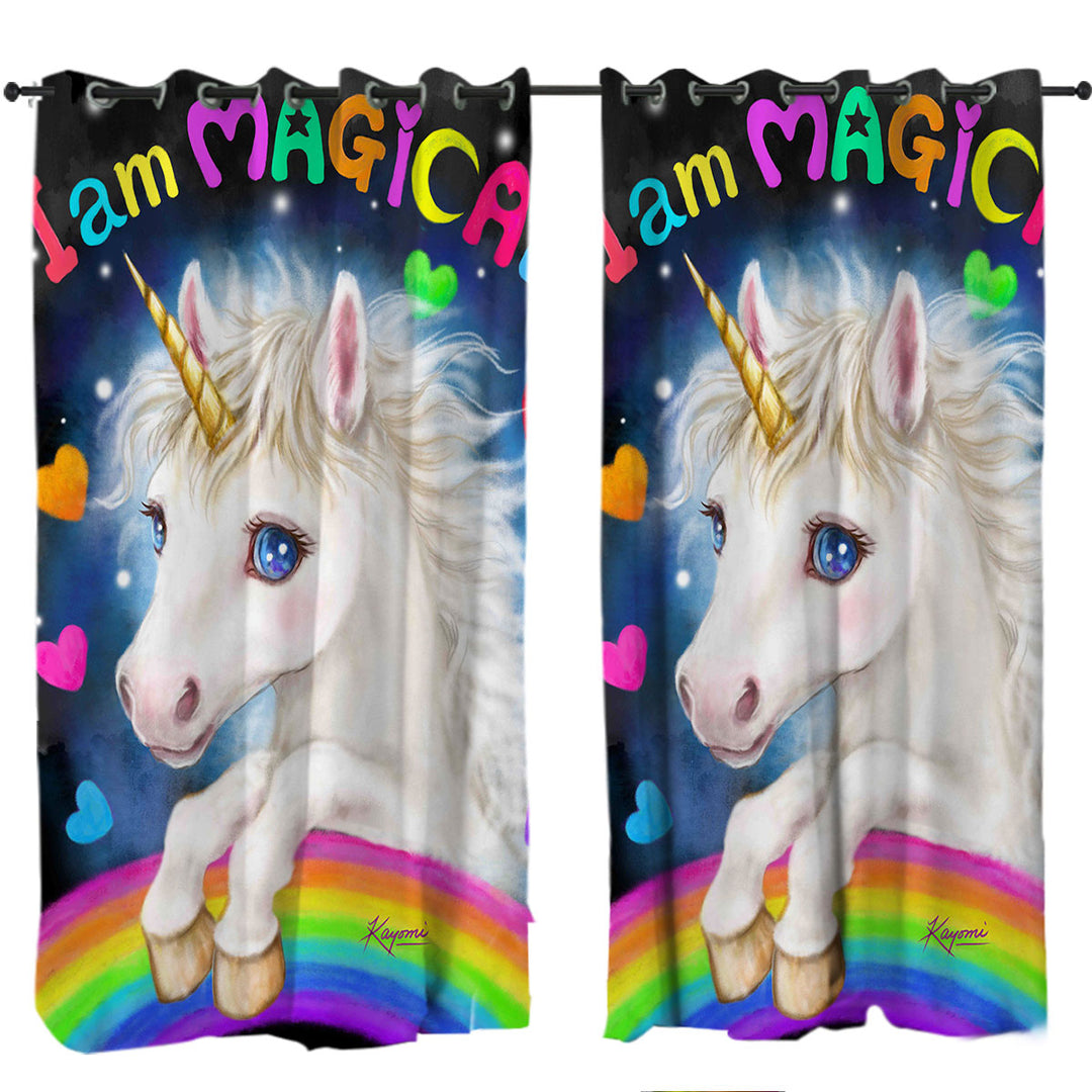 Colorful Fantasy I am Magical Unicorn Curtains