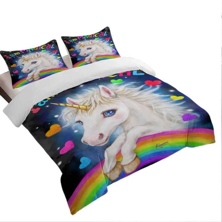 Colorful Fantasy I am Magical Unicorn Duvet Covers