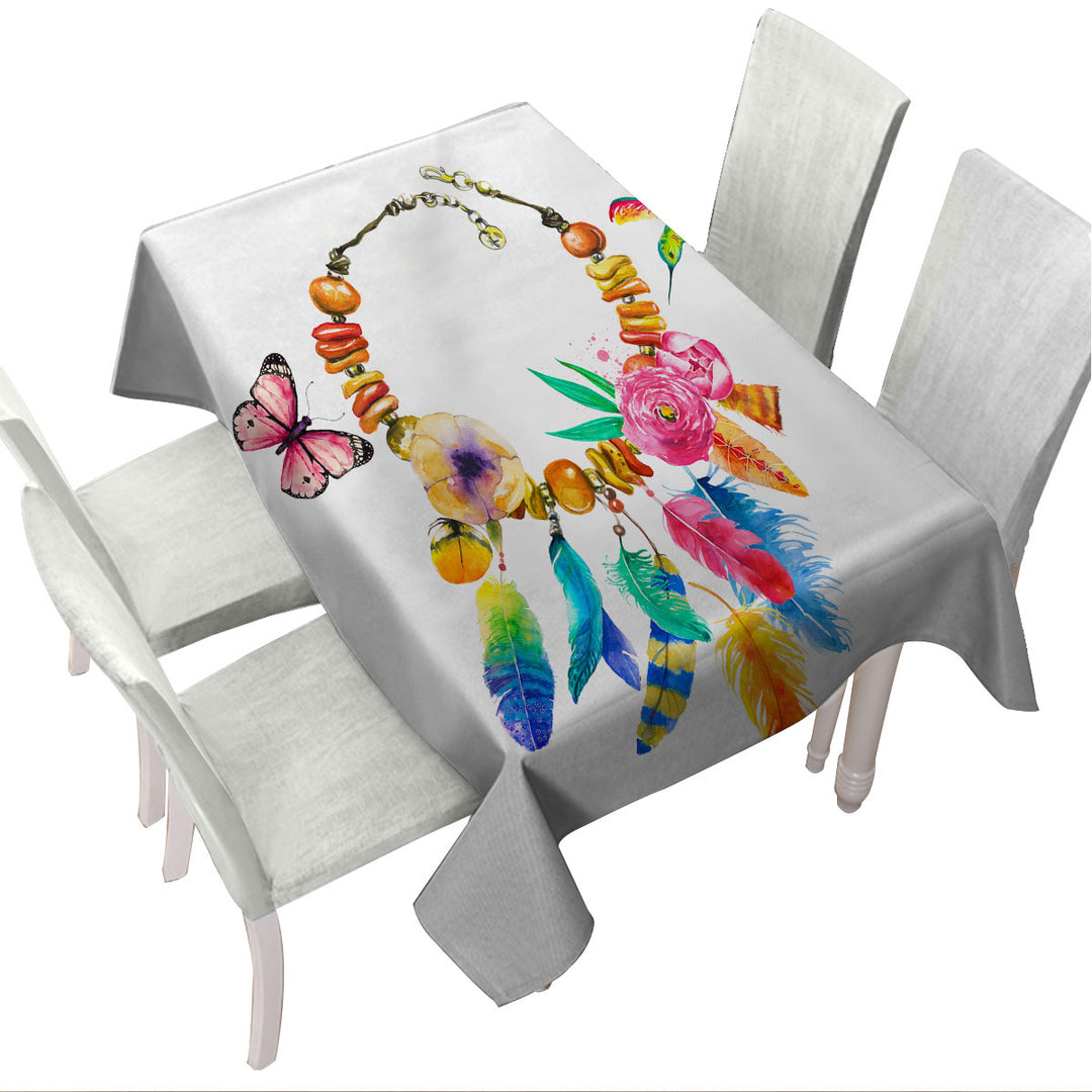 Colorful Feather Necklace Custom table Covers