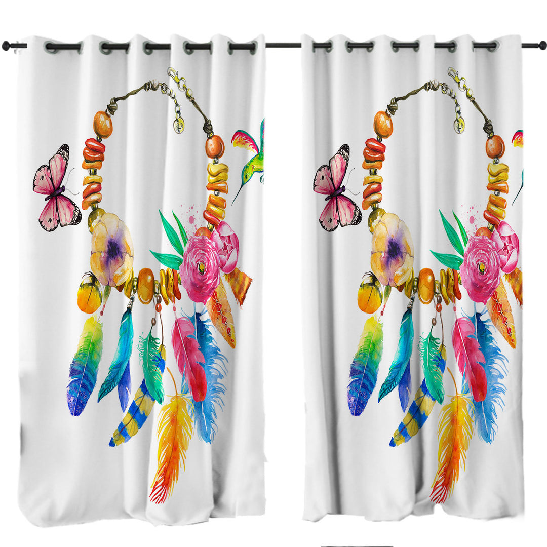 Colorful Feather Necklace Drapes and Curtains