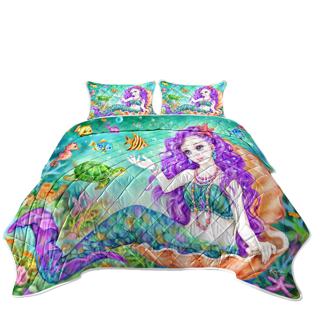Colorful Fish Seahorse Turtle and Mermaid Quilt Stores Near Me