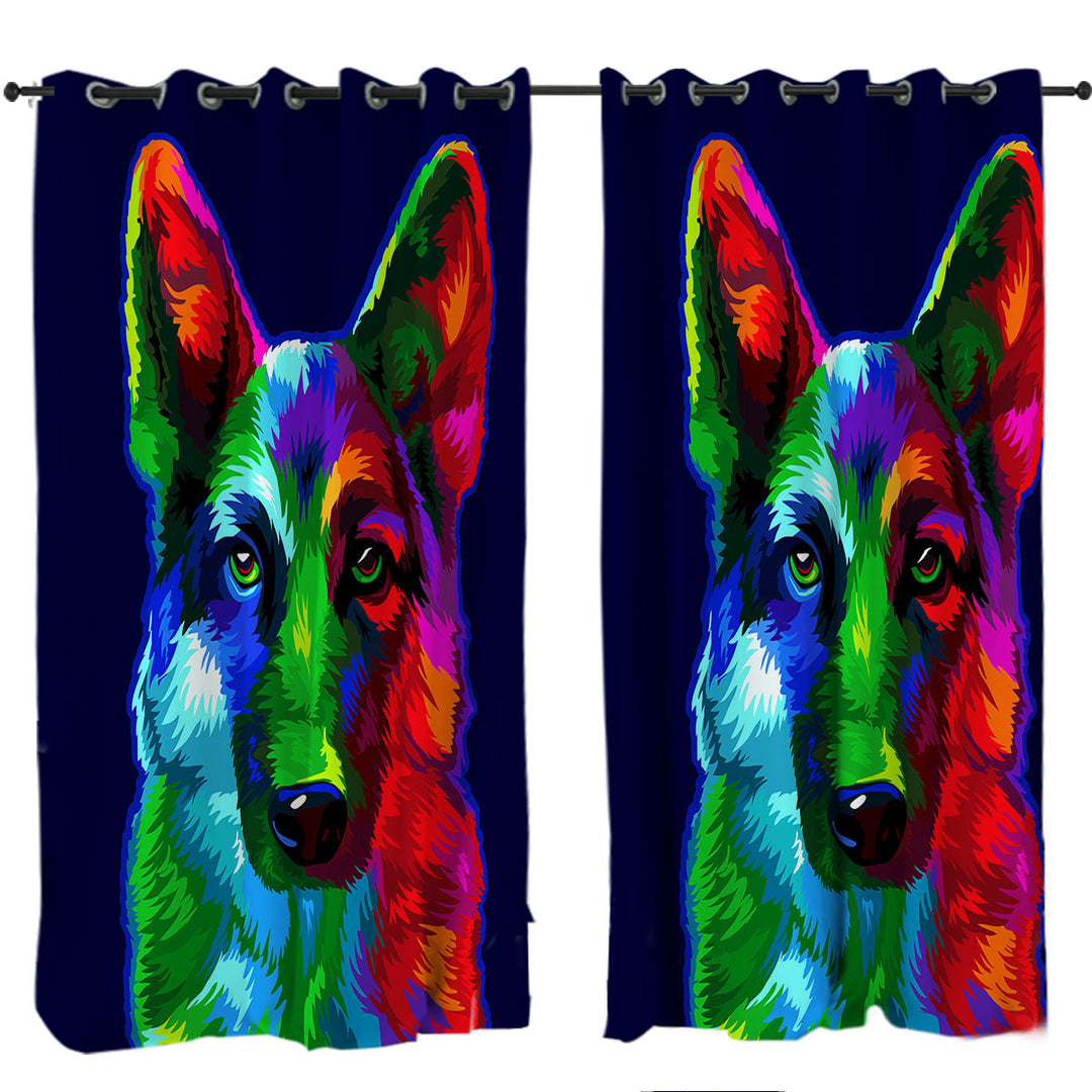 Colorful German shepherd Curtain