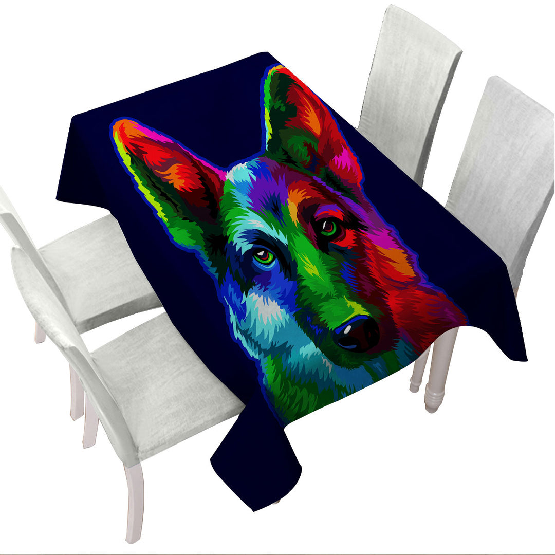 Colorful German shepherd Tablecloth