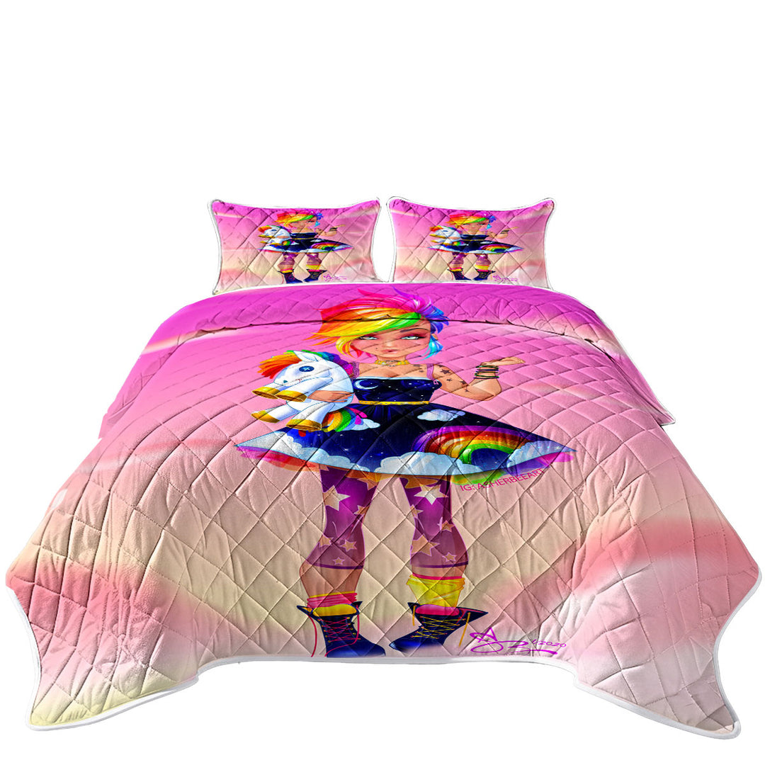 Colorful Girl Rainbow Punk Coverlets
