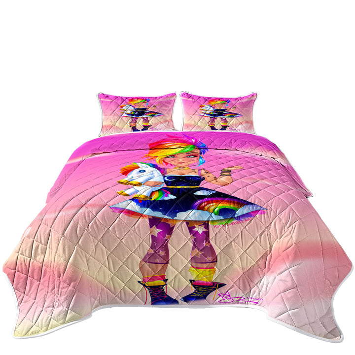 Colorful Girl Rainbow Punk Coverlets
