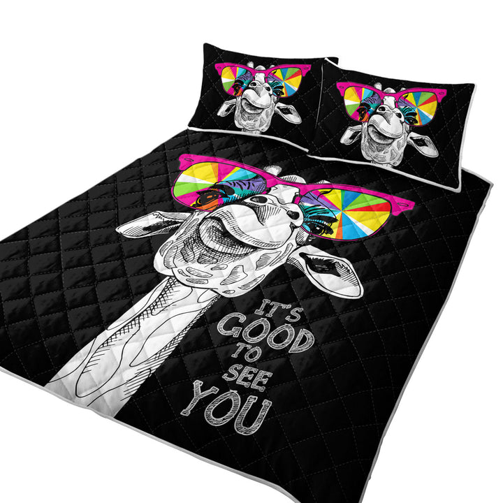 Colorful Glasses Giraffe Quilts