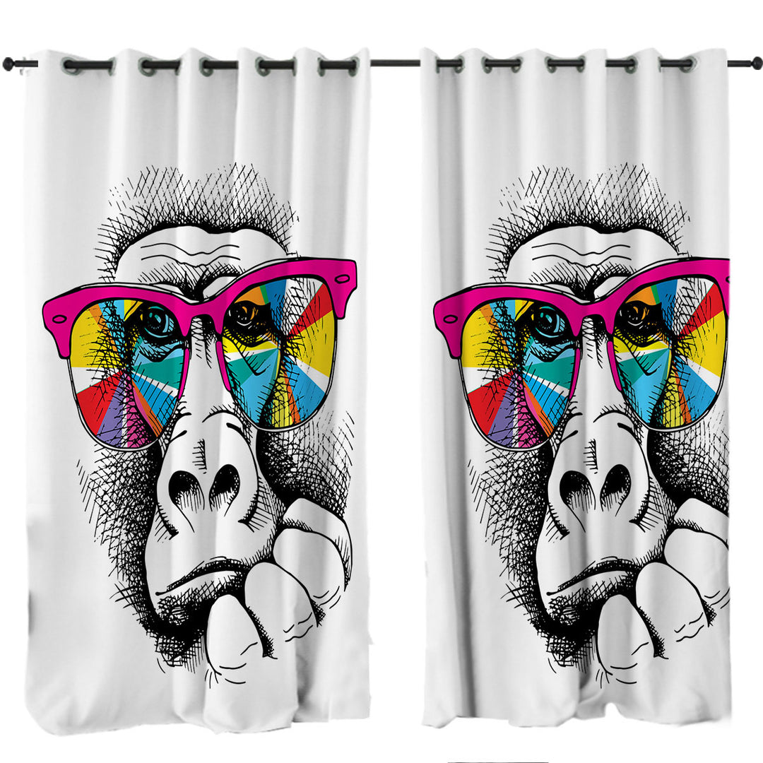 Colorful Glasses Gorilla Curtain