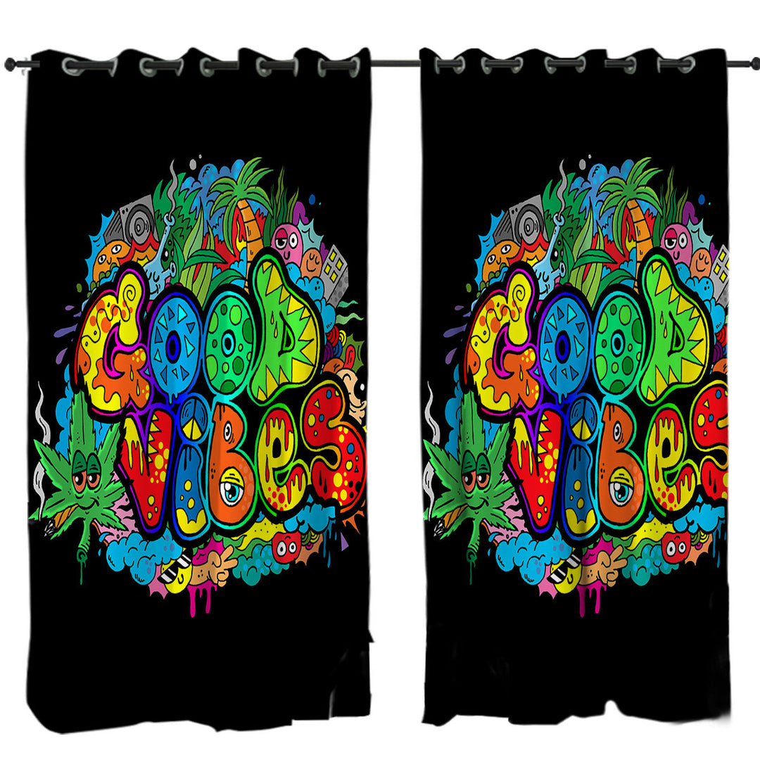 Colorful Good Vibes Curtains