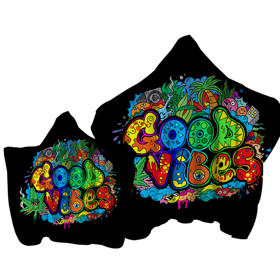 Colorful Good Vibes Hooded Beach Towel