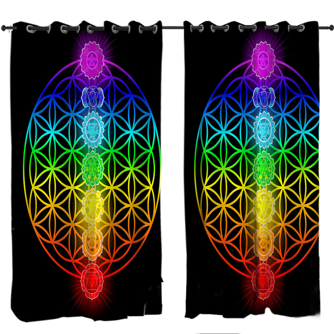 Colorful Hinduism Symbols Curtain