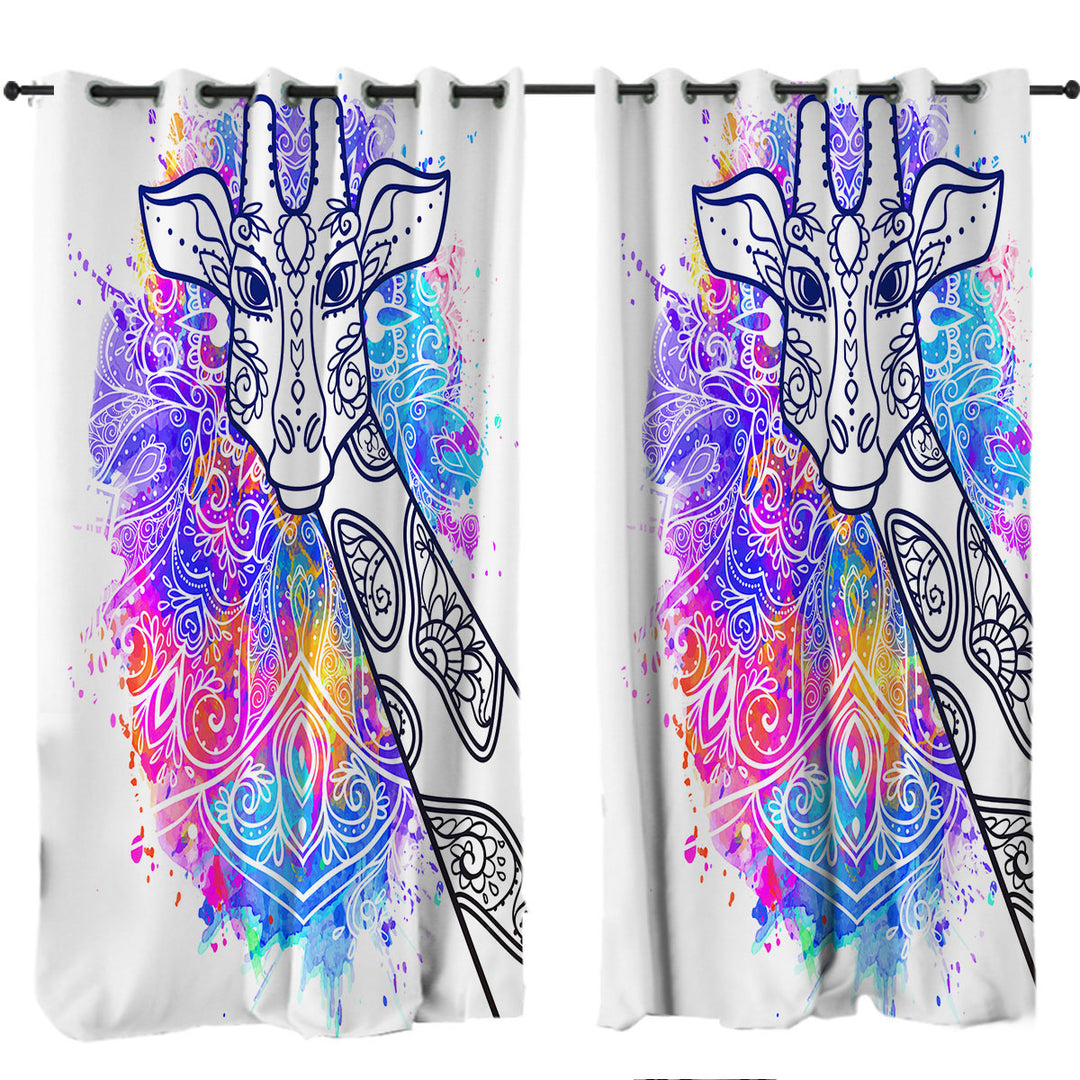 Colorful Indian Giraffe Window Curtains