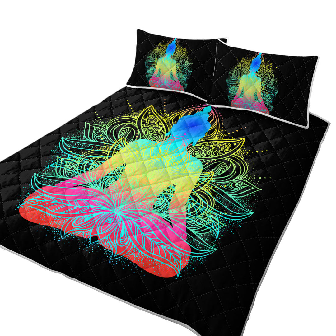 Colorful Oriental Buddha Coverlet
