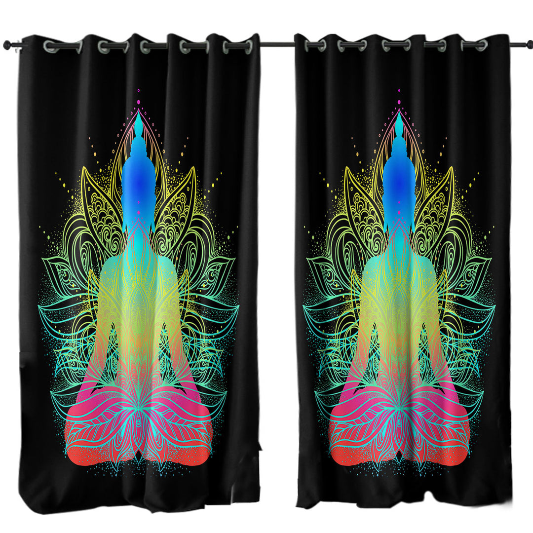 Colorful Oriental Buddha Curtains for Living Room