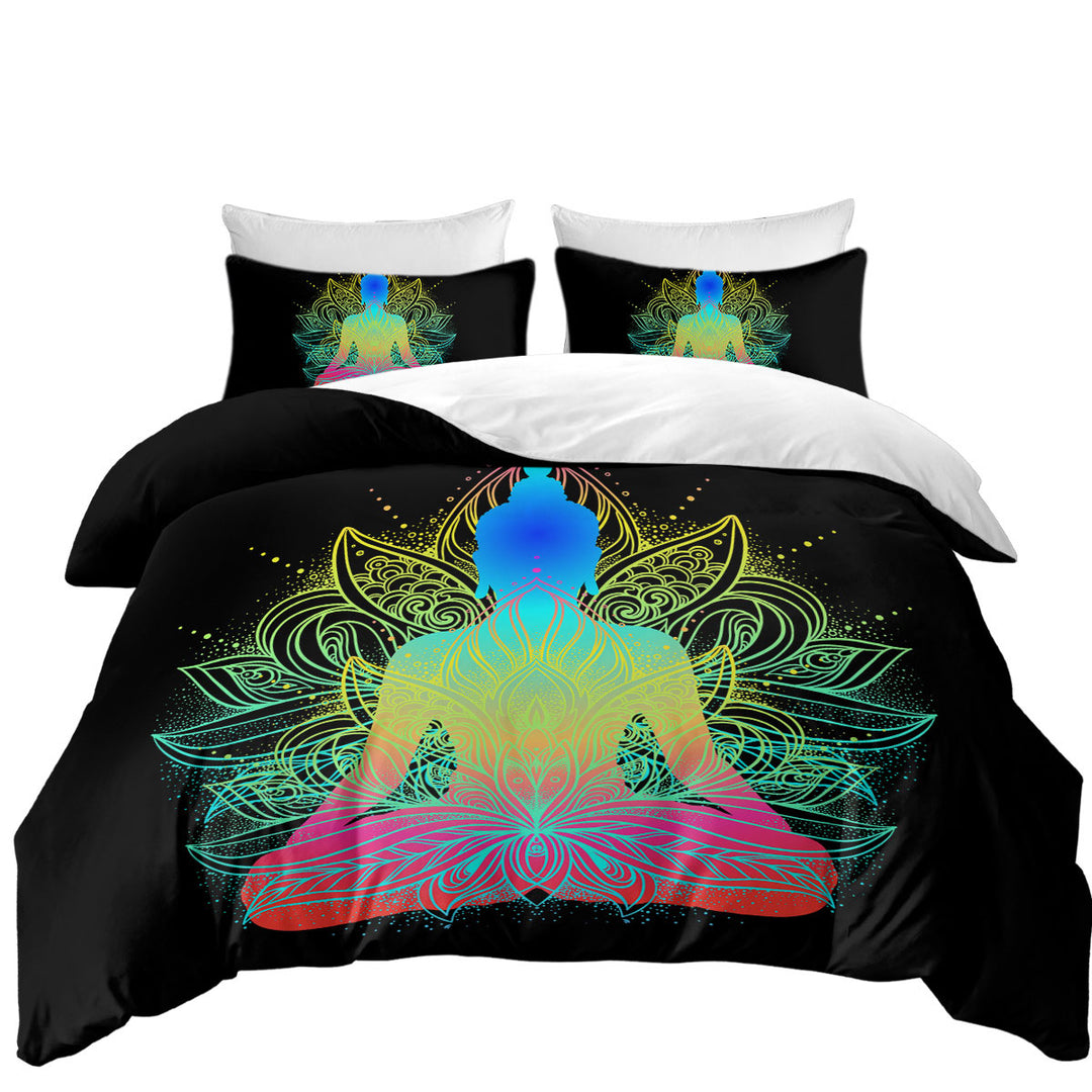 Colorful Oriental Buddha King Size Duvet Cover
