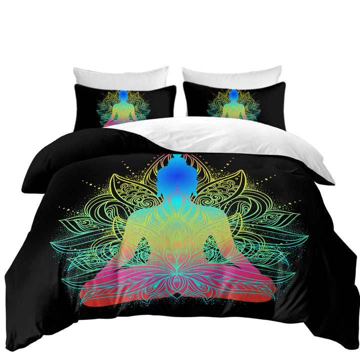 Colorful Oriental Buddha King Size Duvet Cover