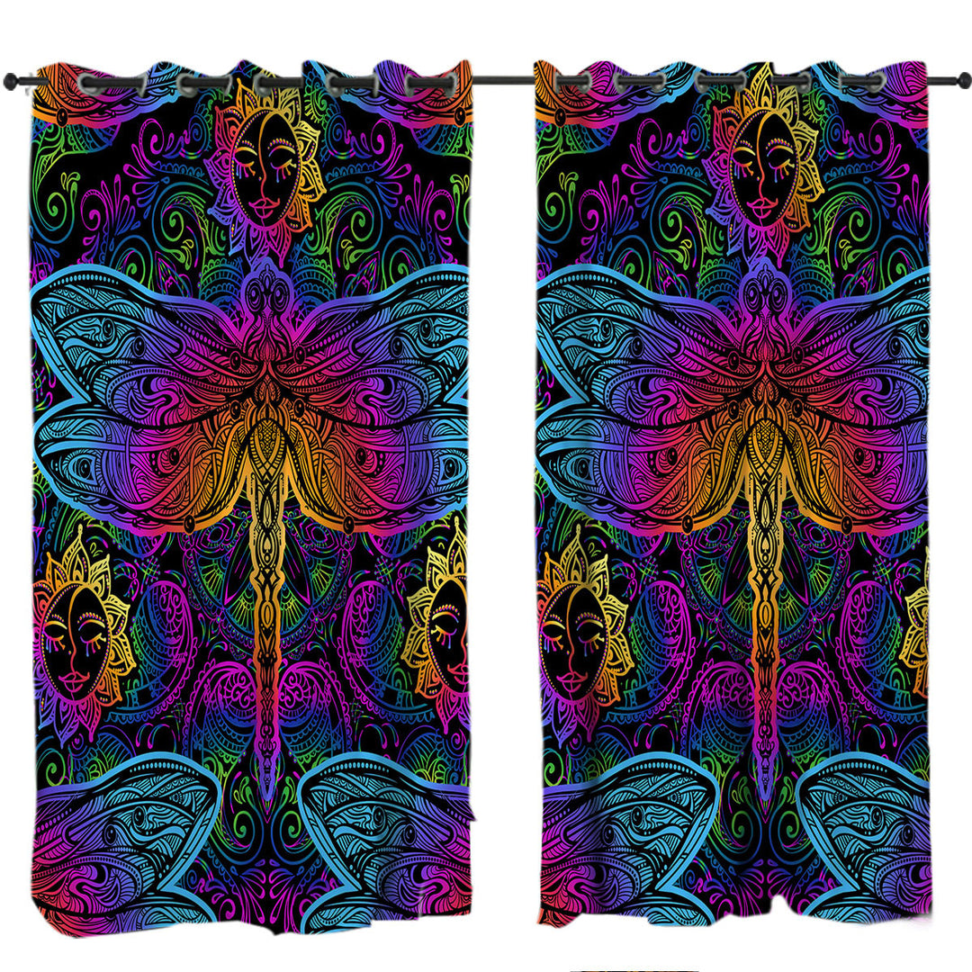Colorful Oriental Dragonfly Curtains