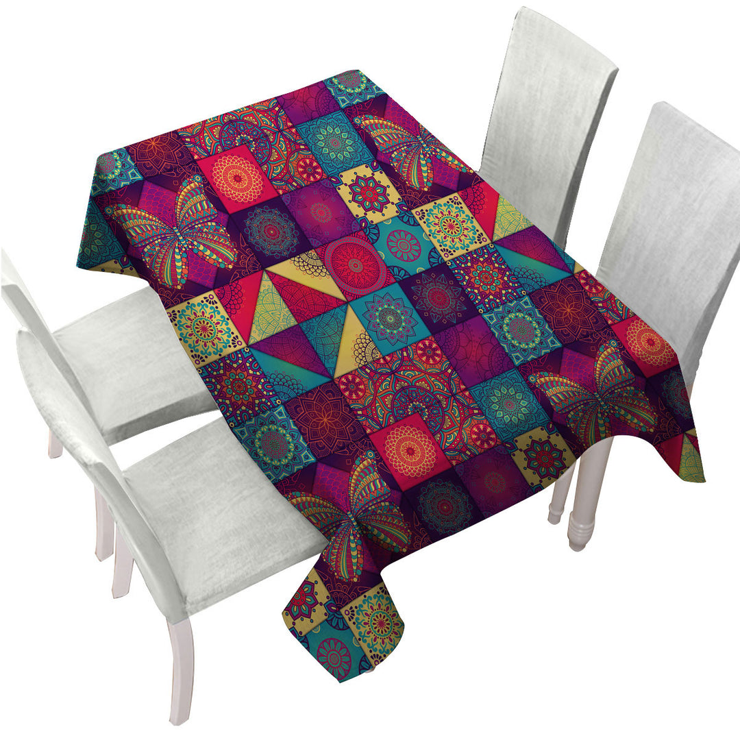 Colorful Oriental Moroccan Mandala Tiles Tablecloth