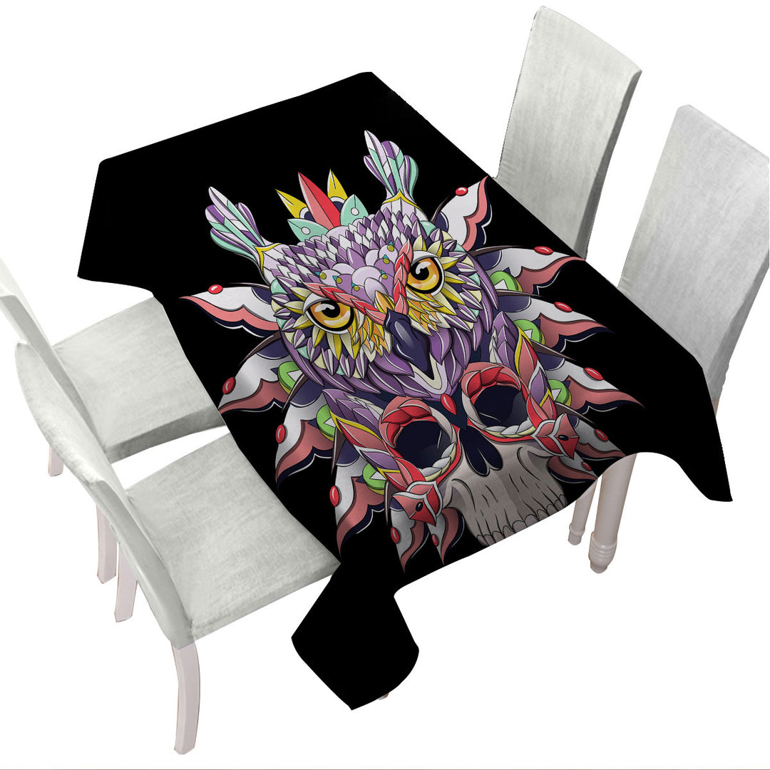 Colorful Owl and Skull Tablecloths