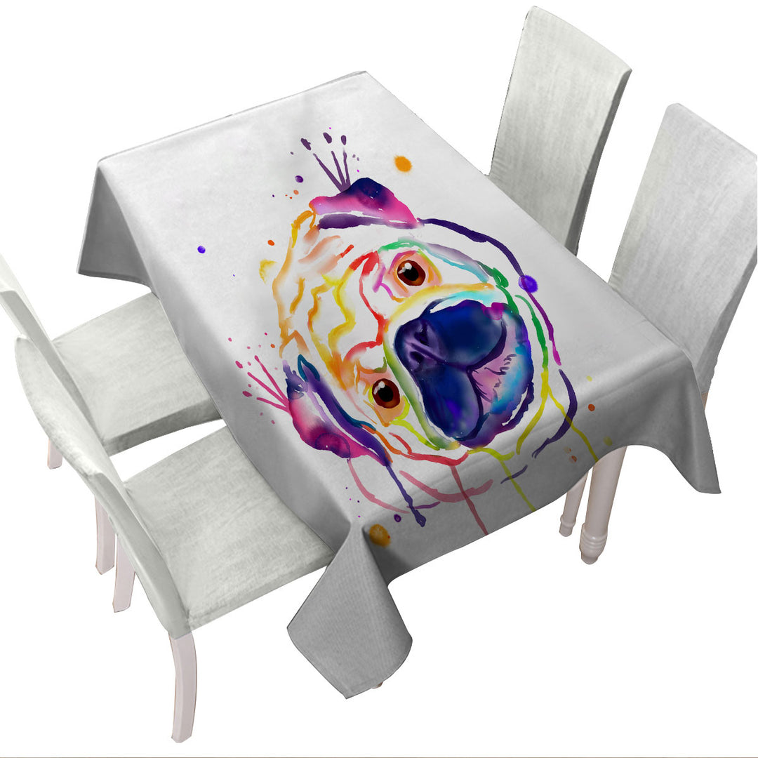 Colorful Painted Pug Custom table Covers