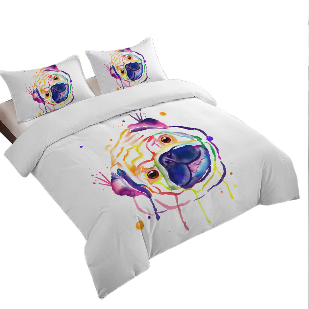 Colorful Painted Pug Daybed Covers Sets