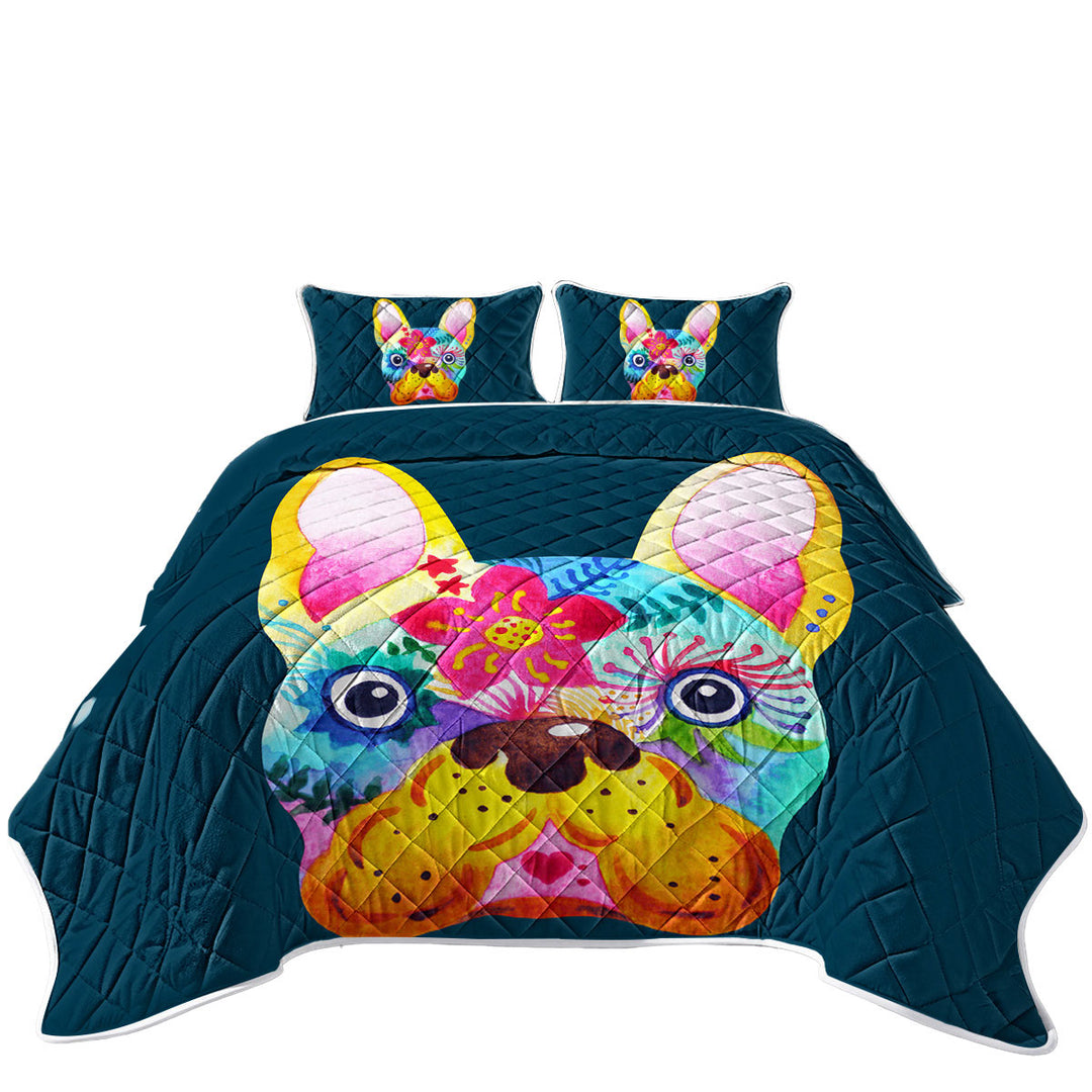 Colorful Painting of French Bulldog Coverlets