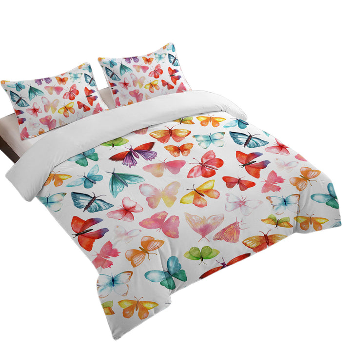 Colorful Pastel Colors Butterflies Bed Covers