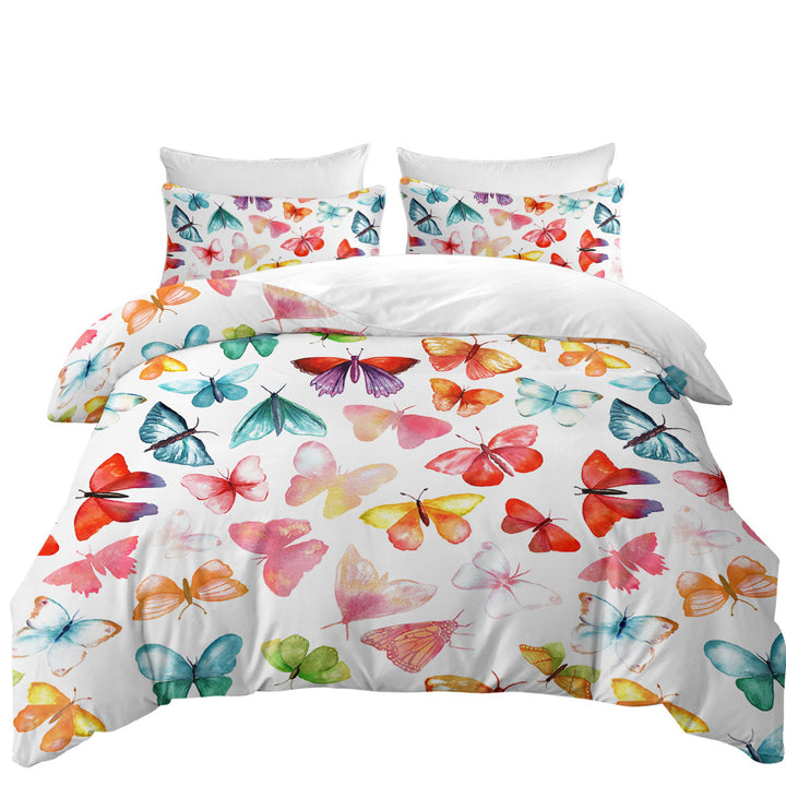 Colorful Pastel Colors Butterflies Duvet Cover