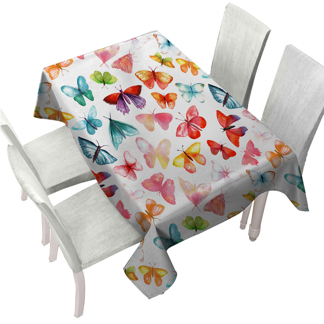 Colorful Pastel Colors Butterflies Tablecloth