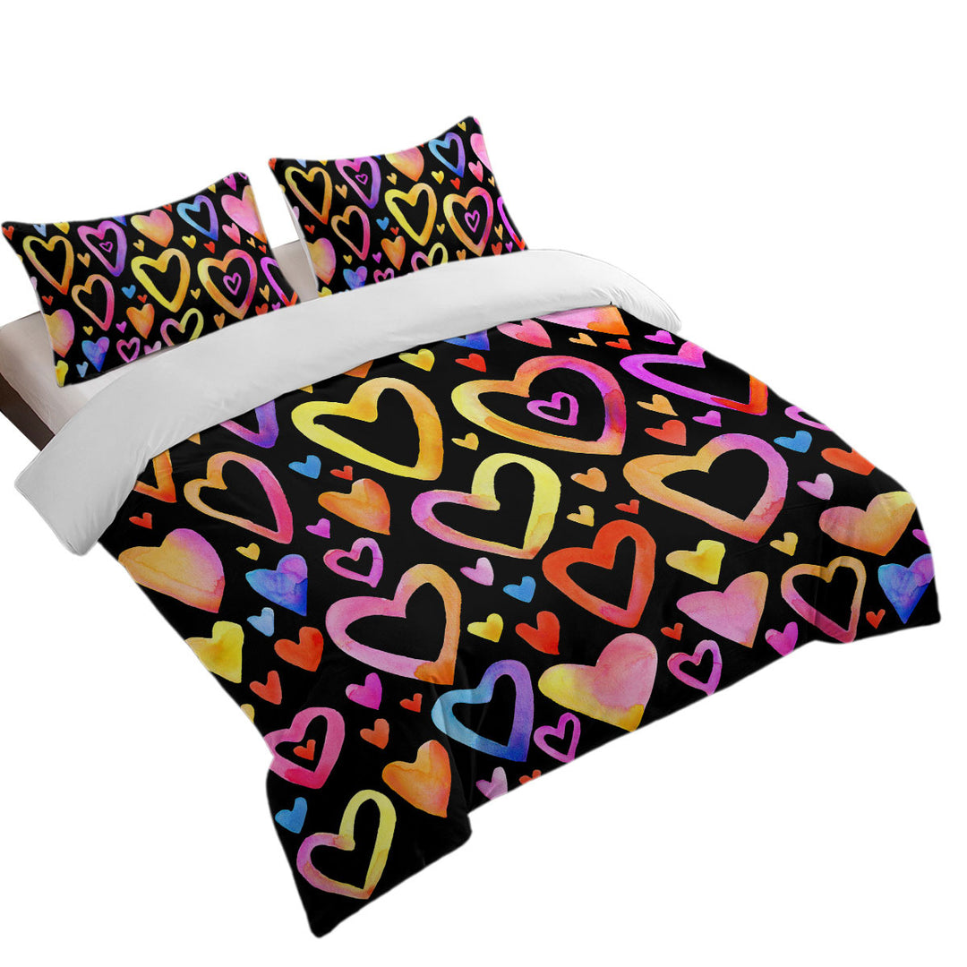 Colorful Pastel Hearts Duvet Cover