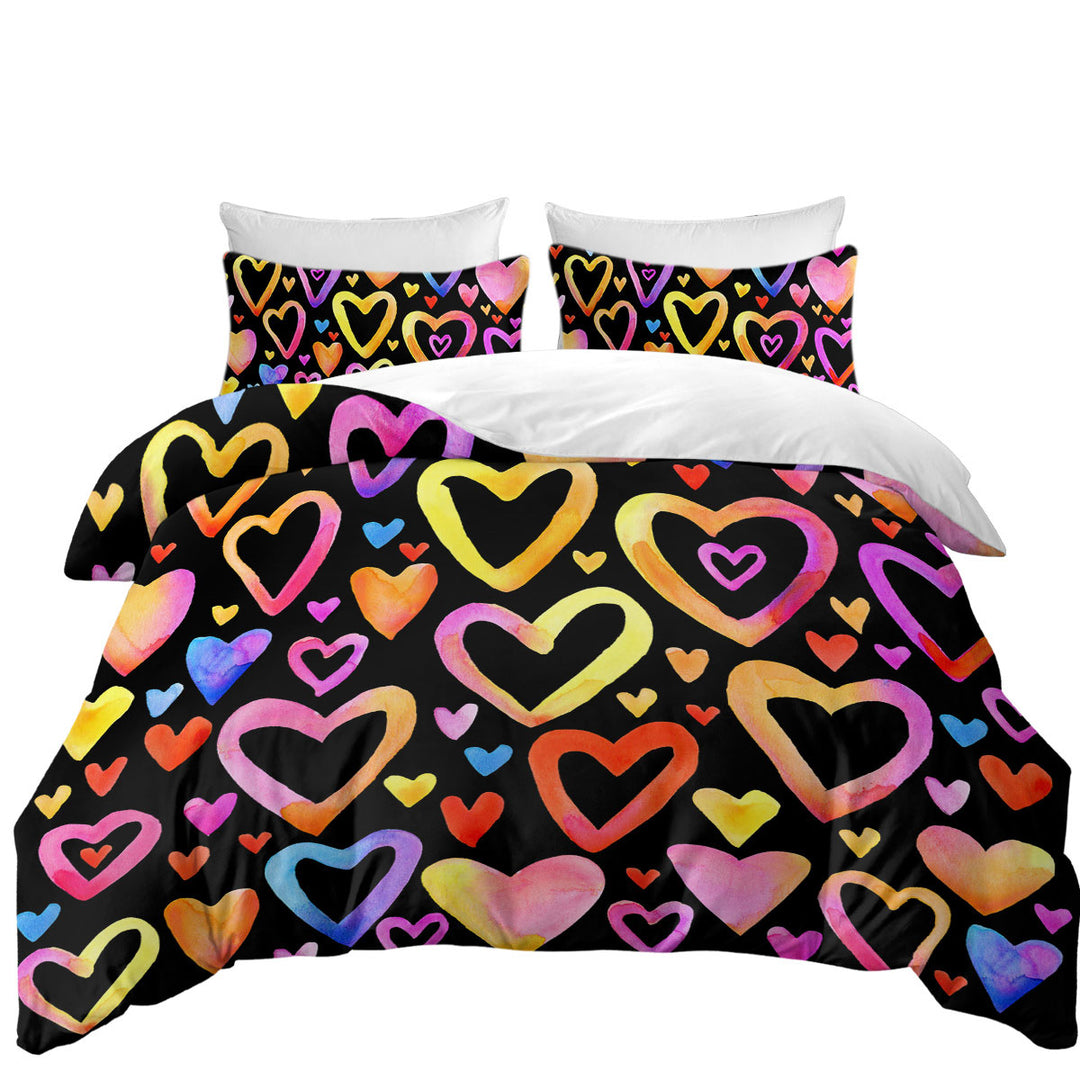 Colorful Pastel Hearts Oversized King Duvet Cover