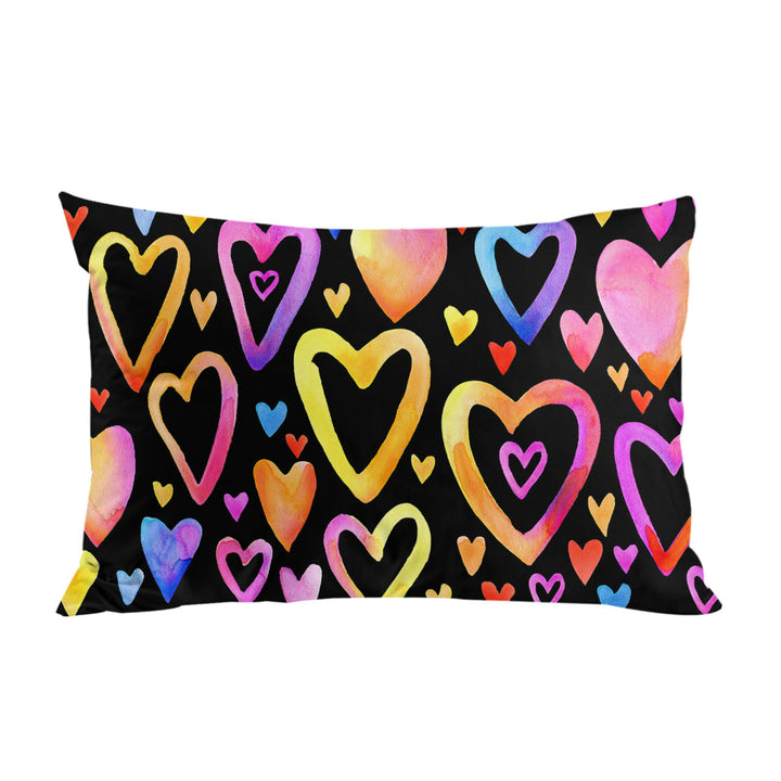 Colorful Pastel Hearts Pillow Case Covers