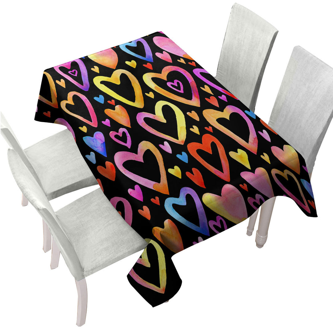 Colorful Pastel Hearts Tablecloths