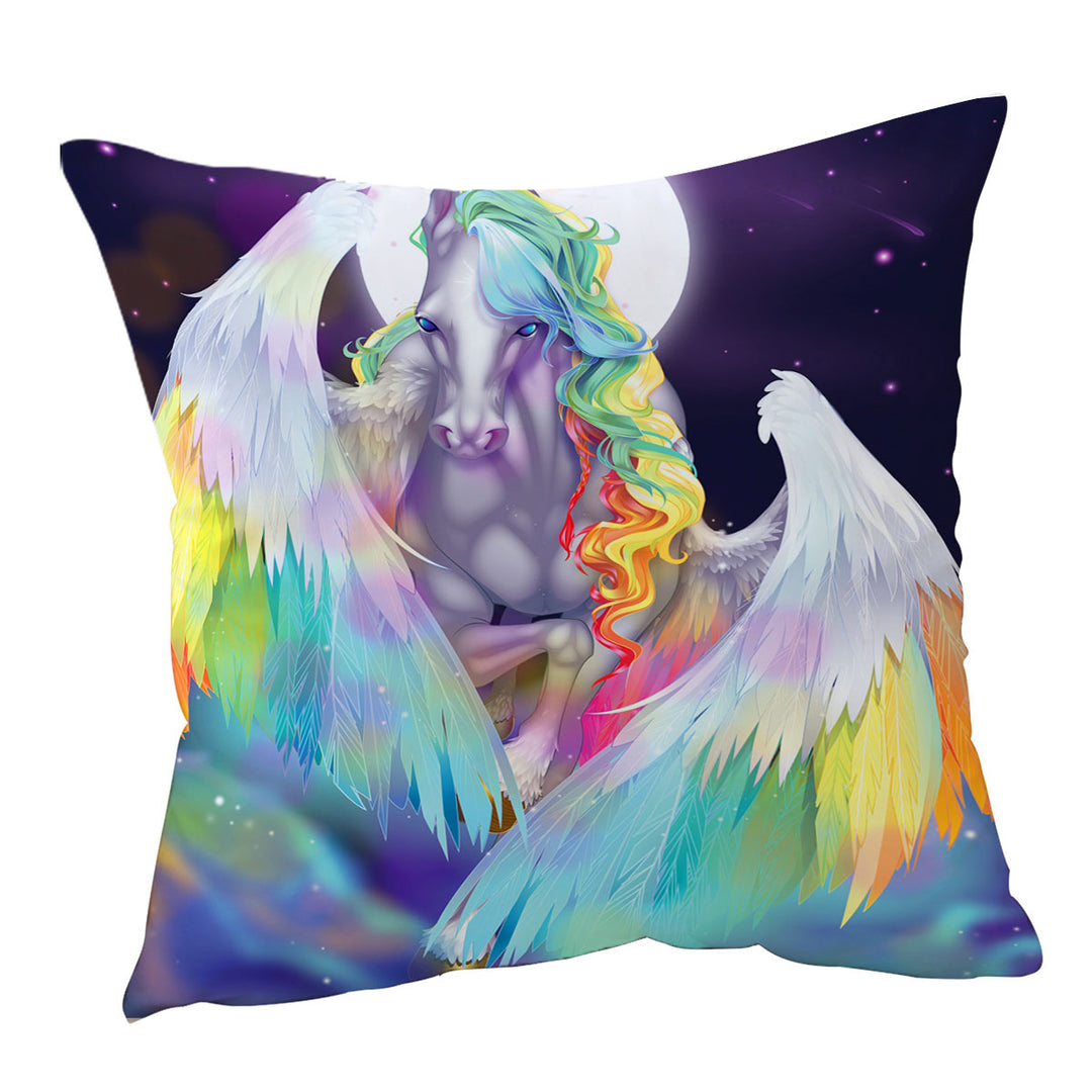Colorful Rainbow Space Starlight Pegasus Cushion Cover