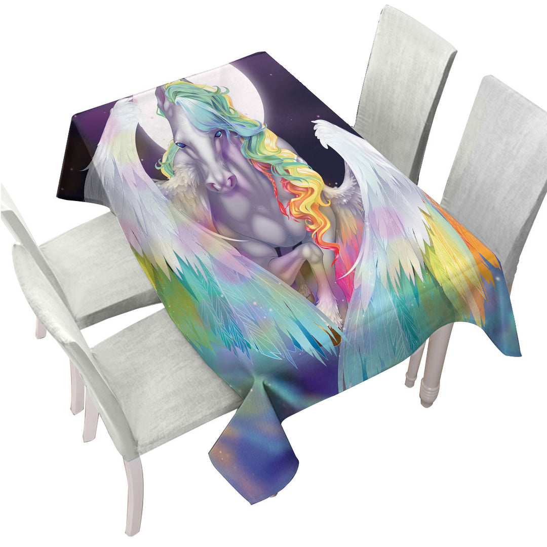 Colorful Rainbow Space Starlight Pegasus Custom table cloth