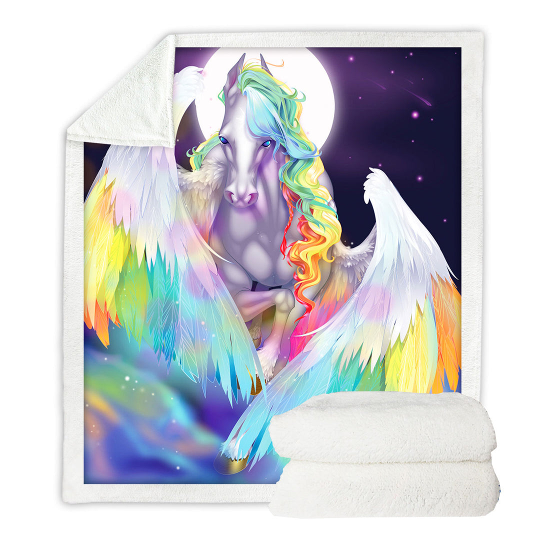 Colorful Rainbow Space Starlight Pegasus Throws