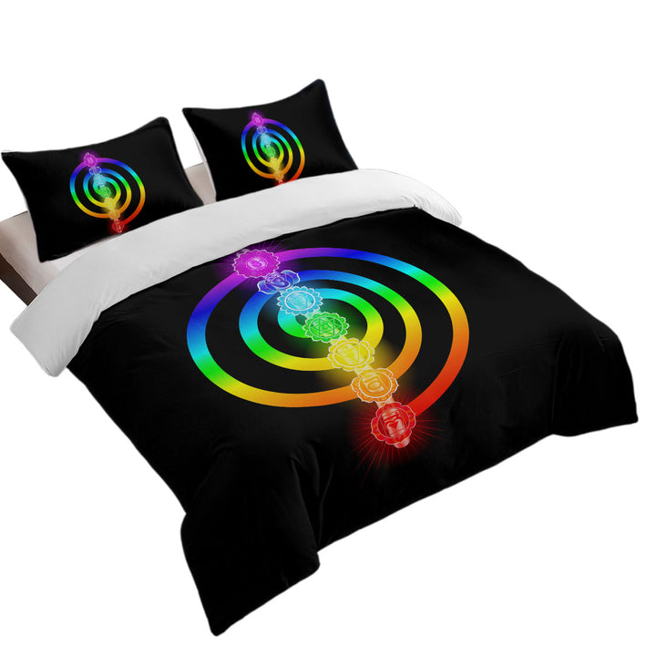 Colorful Rainbow Spiritual Oriental Symbols Duvet Covers