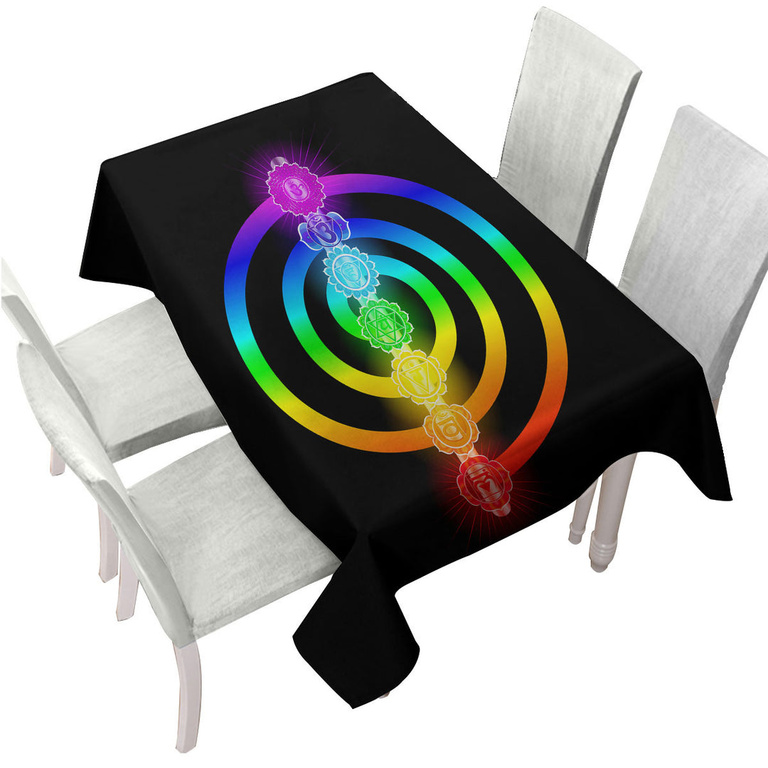Colorful Rainbow Spiritual Oriental Symbols Tablecloths