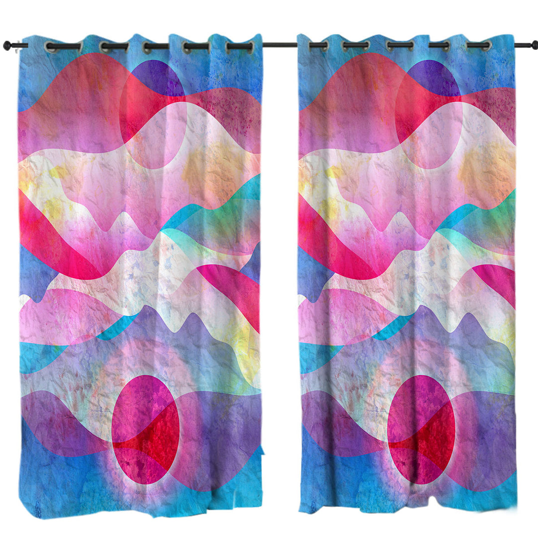 Colorful Reddish Mountains Art Curtain