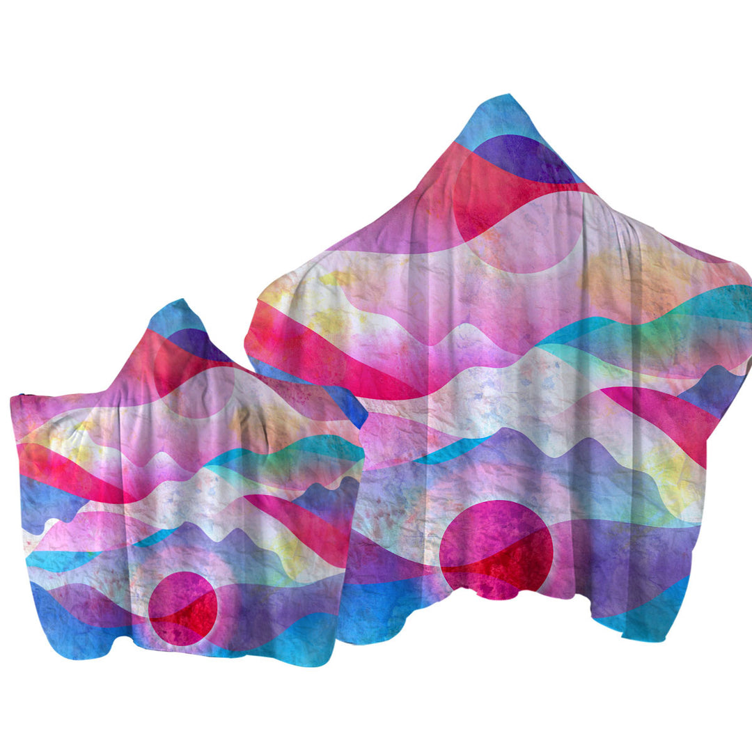 Colorful Reddish Mountains Art Hooded Beach Towel