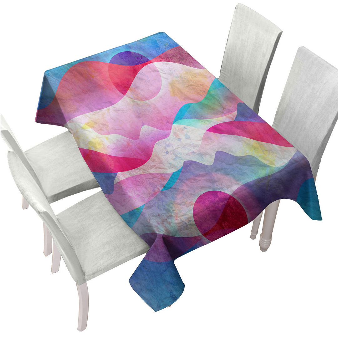 Colorful Reddish Mountains Art Printed Tablecloth