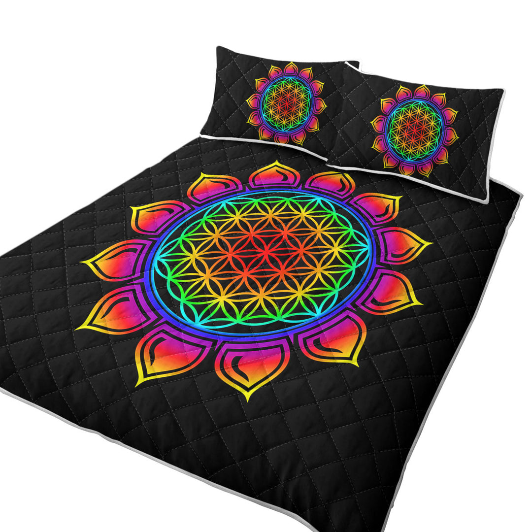 Colorful Simple Mandala Sun Quilts for Beds