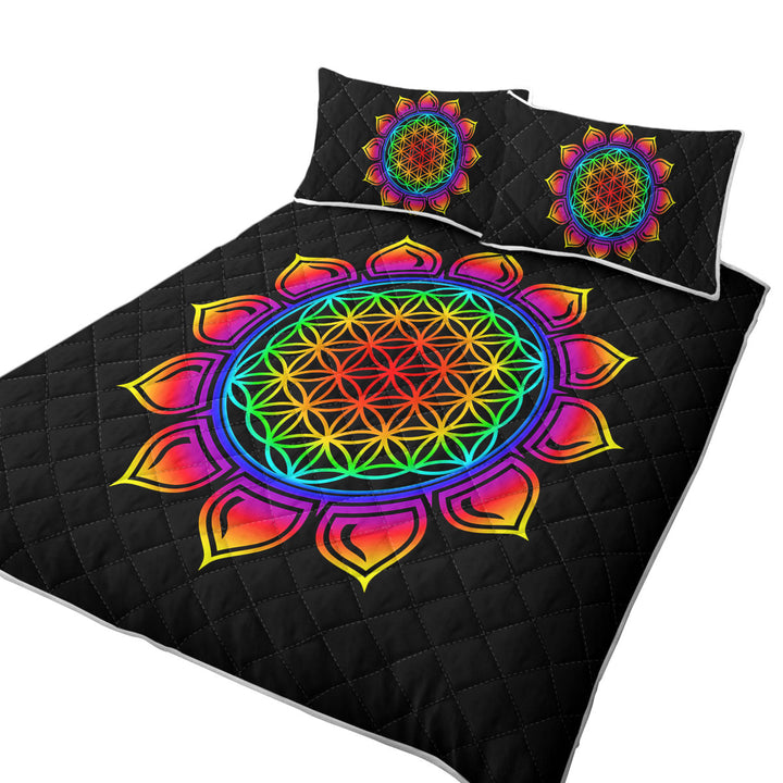 Colorful Simple Mandala Sun Quilts for Beds