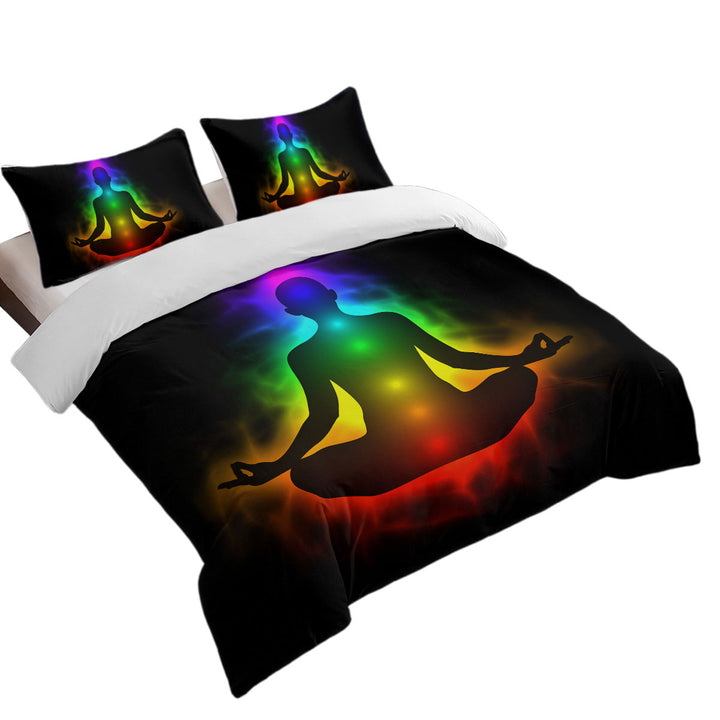 Colorful Spiritual Aura Buddha Duvet Cover