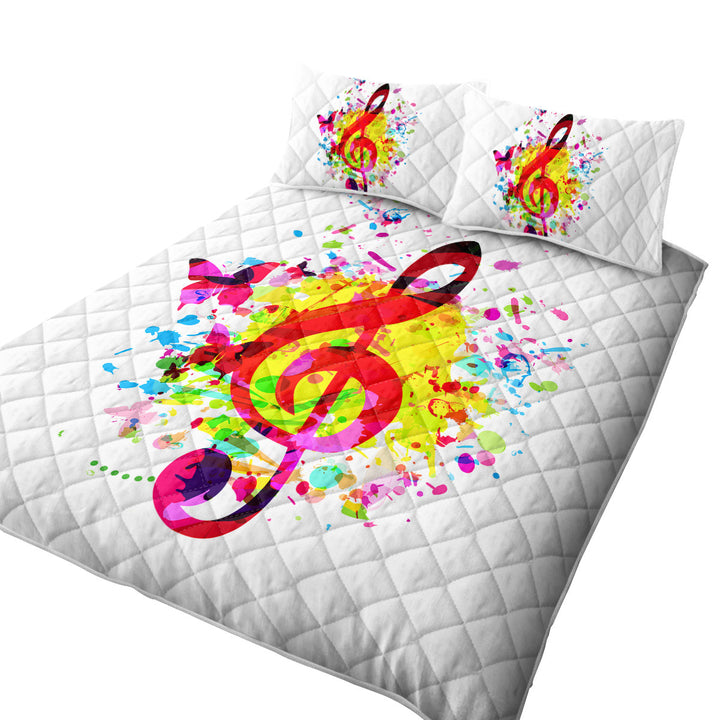 Colorful Splash Treble Clef and Butterflies Coverlet